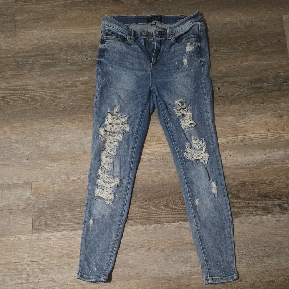 Judy Blue Distressed Light Blue Skinny Jeans